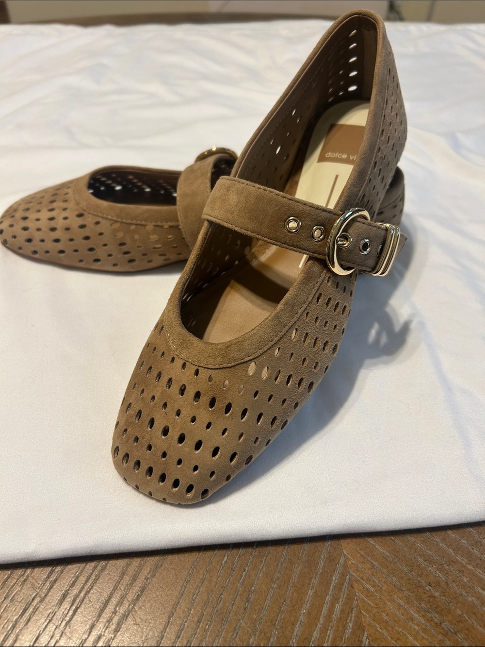DV by Dolce Vita Tan Perforated Mary Jane Flats